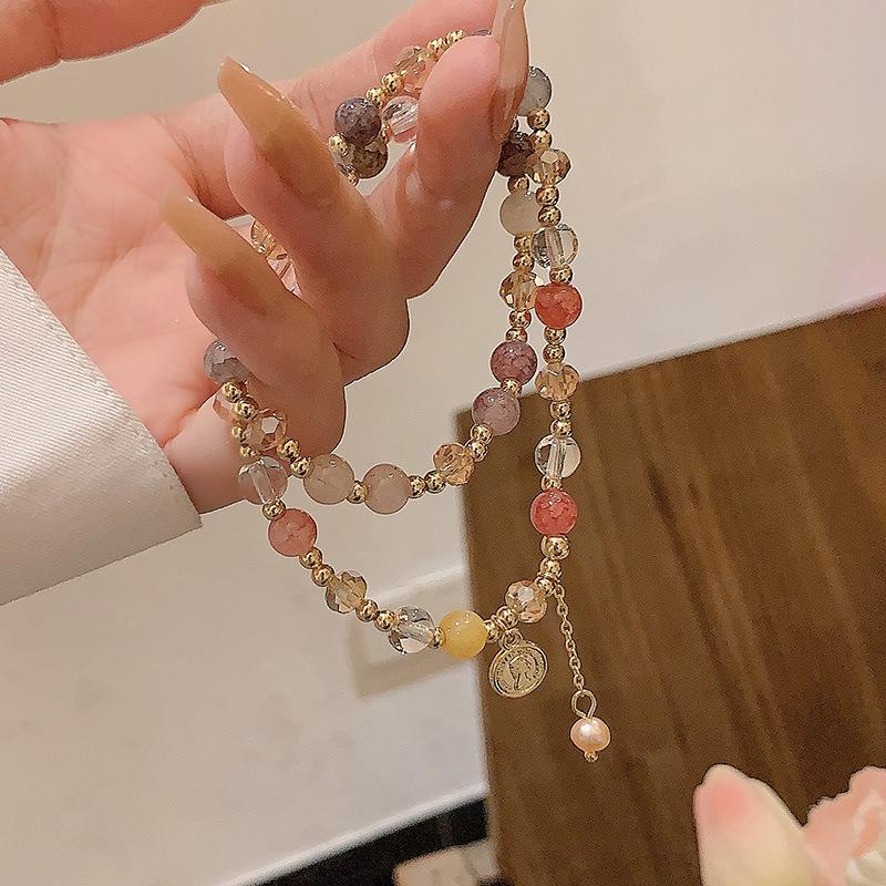 Retro baroque pearl portrait round card double layer bracelet accessible luxuryniche stylefashion accessible luxury bracelet new chinoiserie bracelet