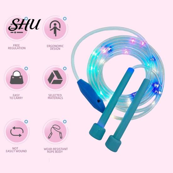 Jumping Training Rope Children Skipping with LED Colorful Light Battery-operated Glowing Comfortable Grip Electronic Luminous Jump Fitness Equipment