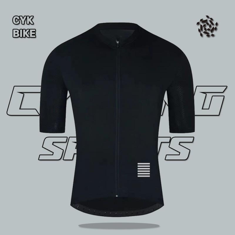 Mens Cycling Jersey Shorts Set - Quick Dry Milk Silk Short Sleeve Top With 6 Horizontal Stripes Breathable Bike Wear