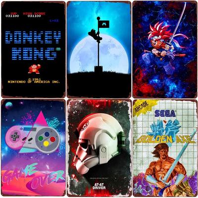 Video Game Vintage Metal Sign Gamer Room Home Decoration Fc Game Gamepad Wall Poster Gift for Kid Men Living Room Plaque ZSS62