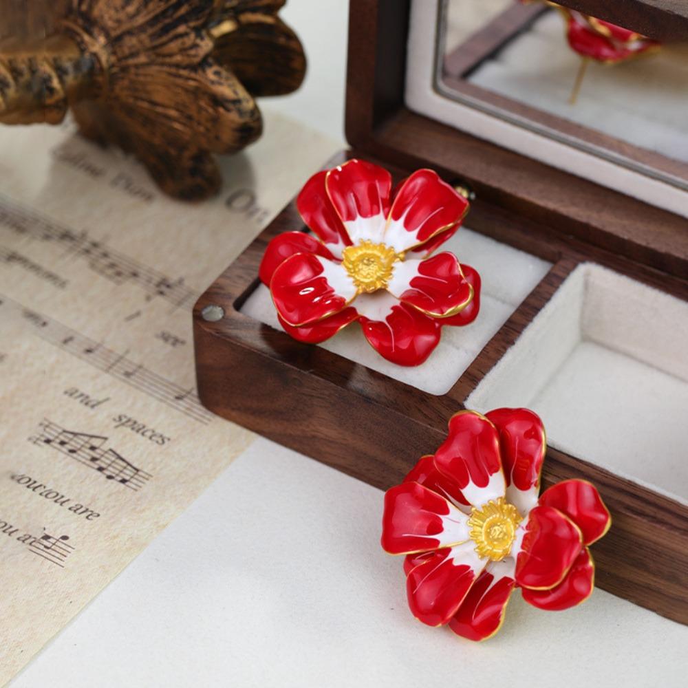 European American Style Flower Stud Earrings Metal Women Earrings Flower Drops Oil Earrings  Girl