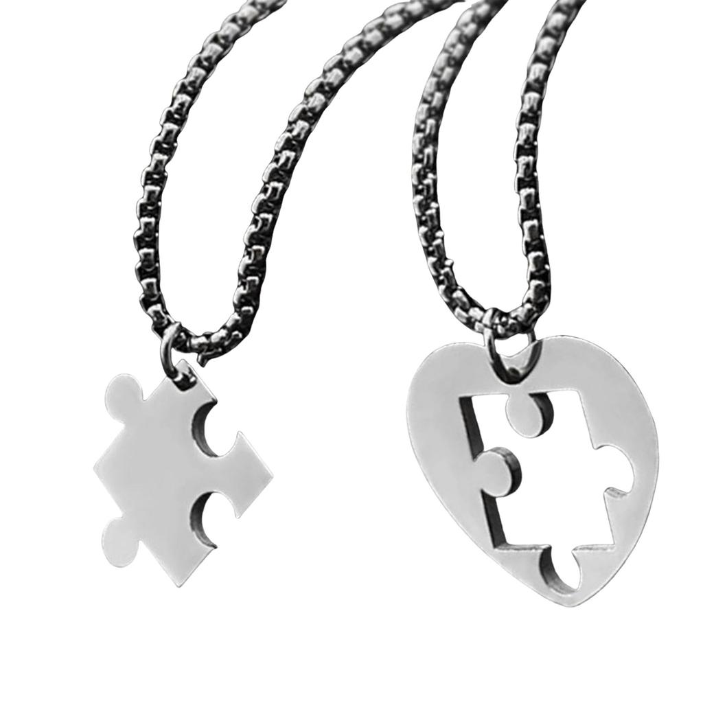 Matching Heart Puzzle Pendant Necklaces Heart Puzzle Pendant Necklaces for Couples Unique Collarbone Chain Accessory