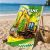 Custom Name School Bus Adventure Beach Towel Microfiber Beach Towel, Lightweight and Quick-Dry, for Summer Travel, Swimming Pool Gift