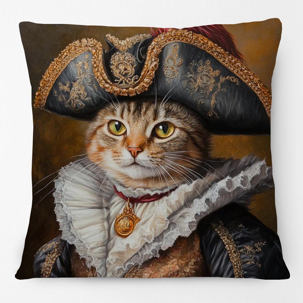 European Vintage Retro Royal Dogs Cats Pets Doodle Print Decorative Sofa Throw Pillow Case Cushion Cover