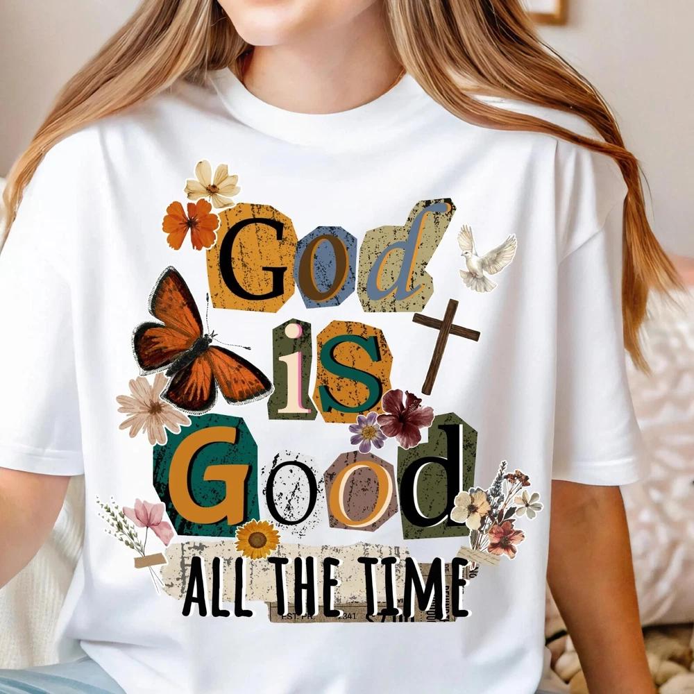 God Is Good All The Time TShirt Christian Floral Butterfly Shirt Faith Based S