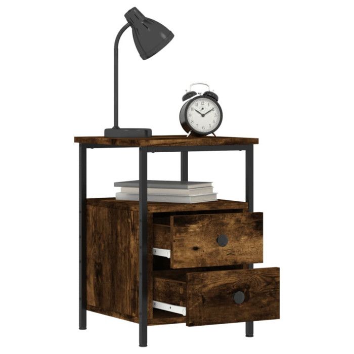 VidaXL Bedside Table Smoked Oak 34x35.5x50 Cm Engineered Wood 826017