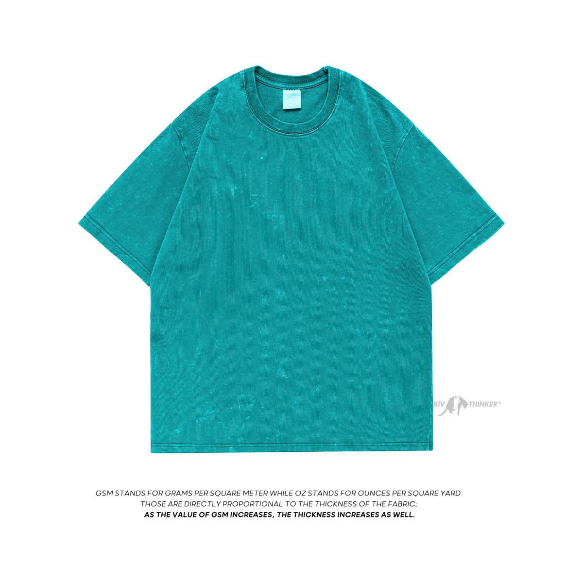 FEGKZLI Fashion Zware Stof Vintage Mannen Oversized Tees 2023 Zomer Korte Mouw Casual O Hals Man T-shirt Zuur Gewassen T-shirts Tops L grasgroene kleur