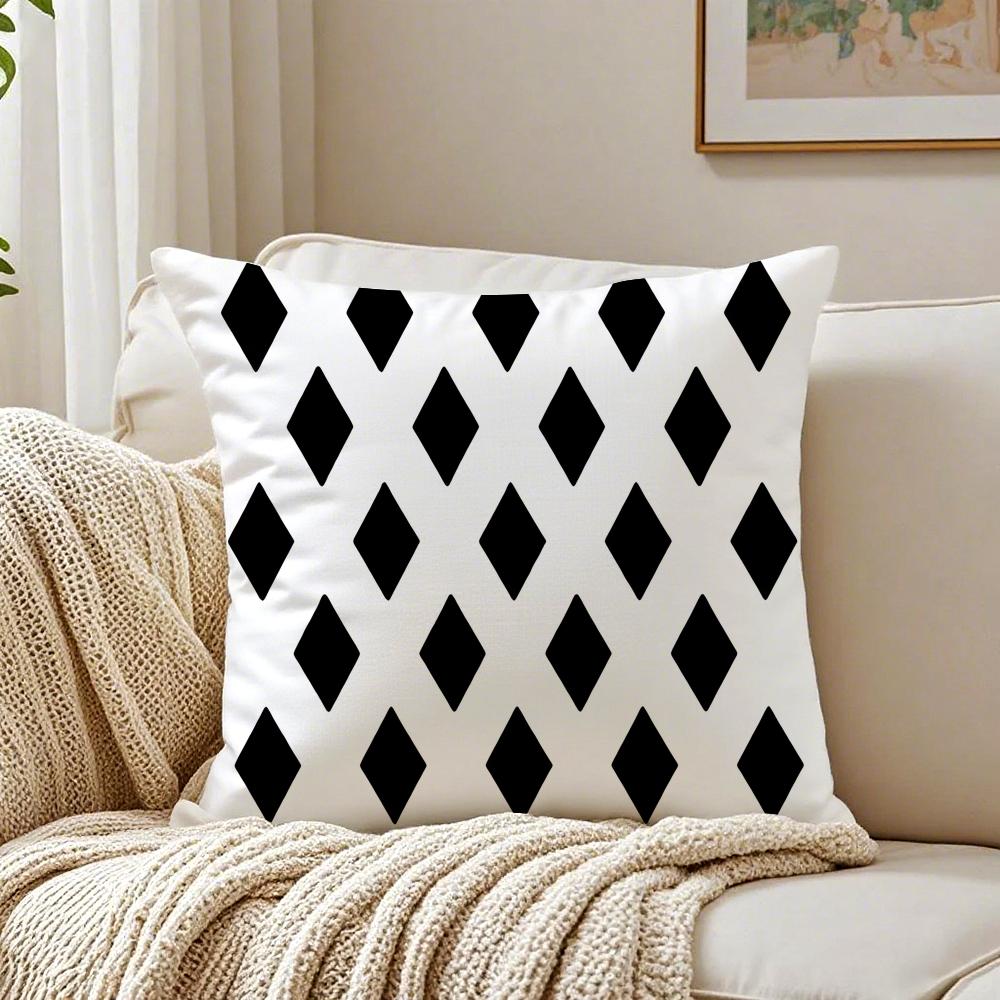 Geometric Embroidery Pillow Case Double-Sided Plush Sofa Cushion Covers Organic Breathable Invisible Zipper