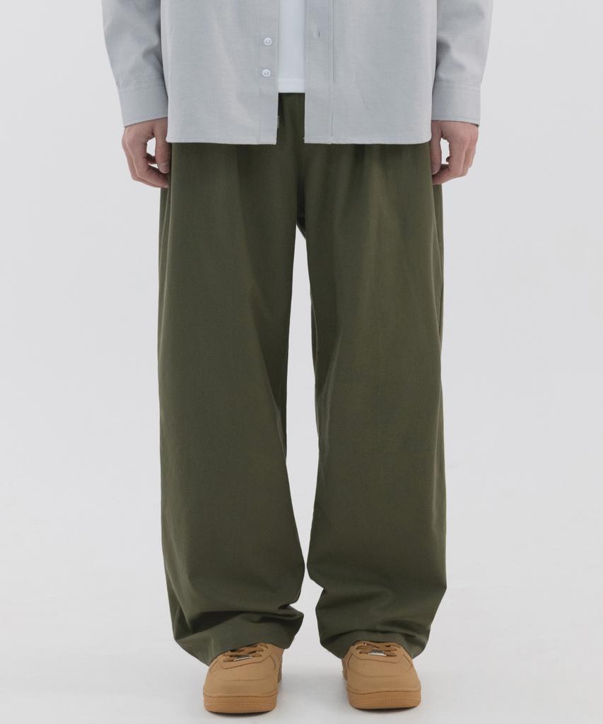PIANER Linen-Like Semi-Wide Pants (Khaki)