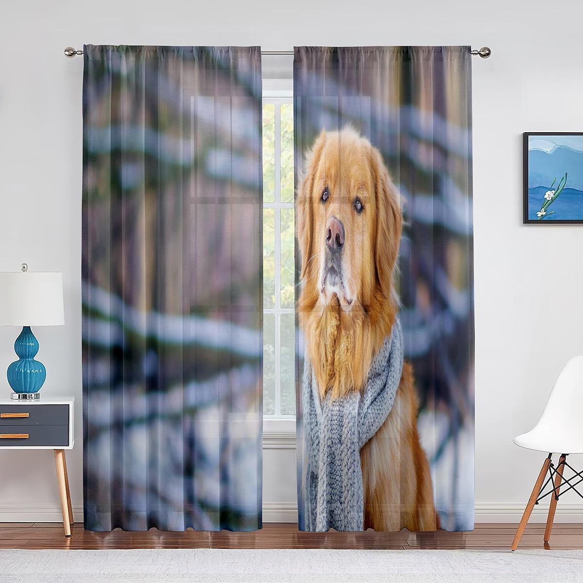 Тюлевые шторы с изображением собаки — фото 7