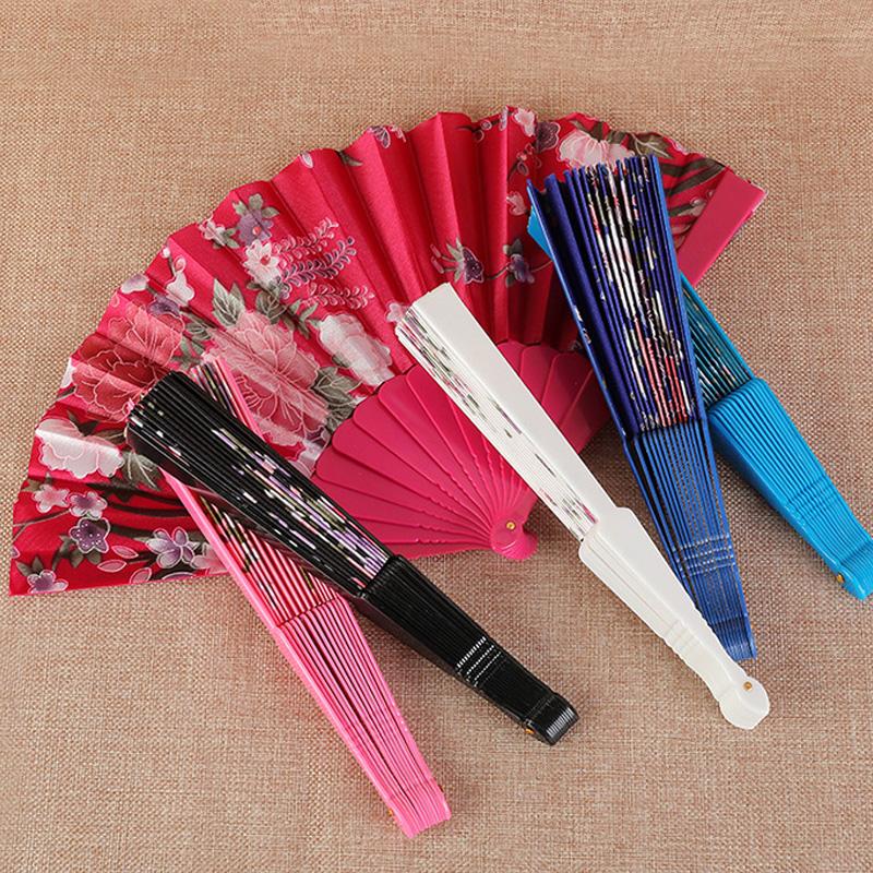 1Pc Flower Pattern Vintage Chinese Style Fashion Dance Fan Elegant & Luxurious Hand Held Folding Fan Stamping Design