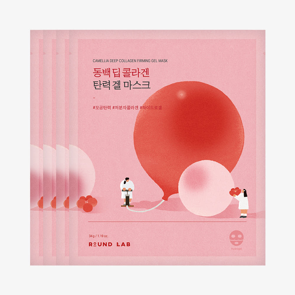 Round Lab Camellia Deep Collagen Firming Gel Mask 4 Sheets PDRN & Collagen Hydrogel Facial Mask