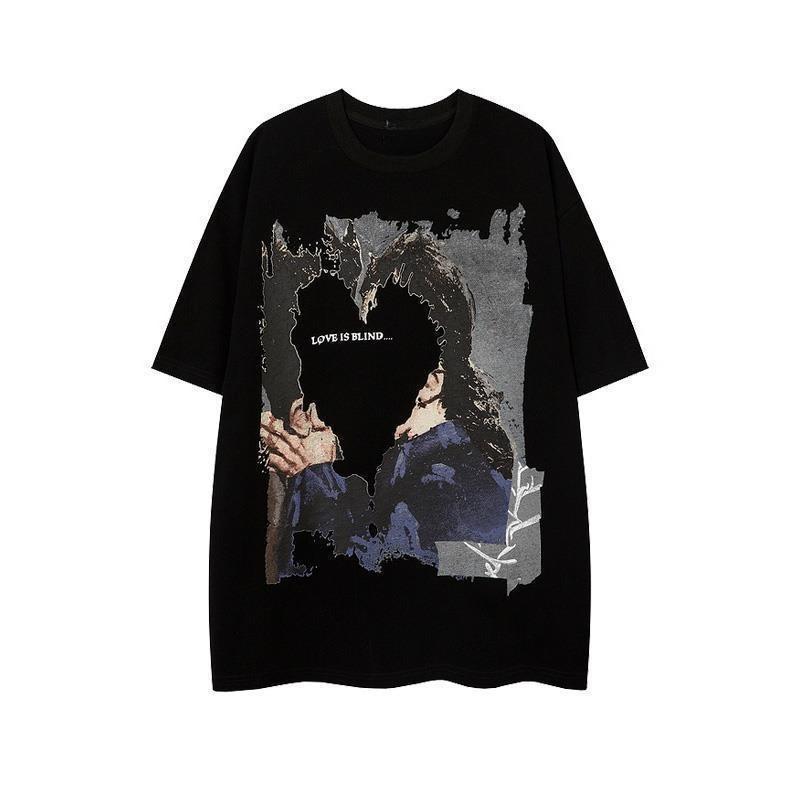 New Original Trendy Brand American Retro T-shirt Men's Oversized Loose, Large-sized Short-sleeved Pure Cotton Top