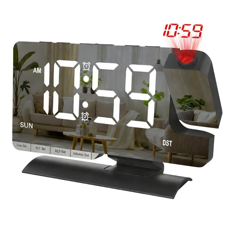 

Digital Projections Alarm Clocks for Bedrooms 180° Rotatable Projector Loud Duals Alarms for Kids Elderly,Heavy Sleepers чорний