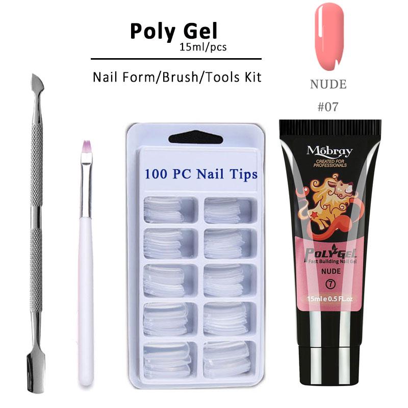 15ml Poly Gel Set LED Clear UV Gel Varnish Nail Polish Art Kit Quick Building For Nails Extensions