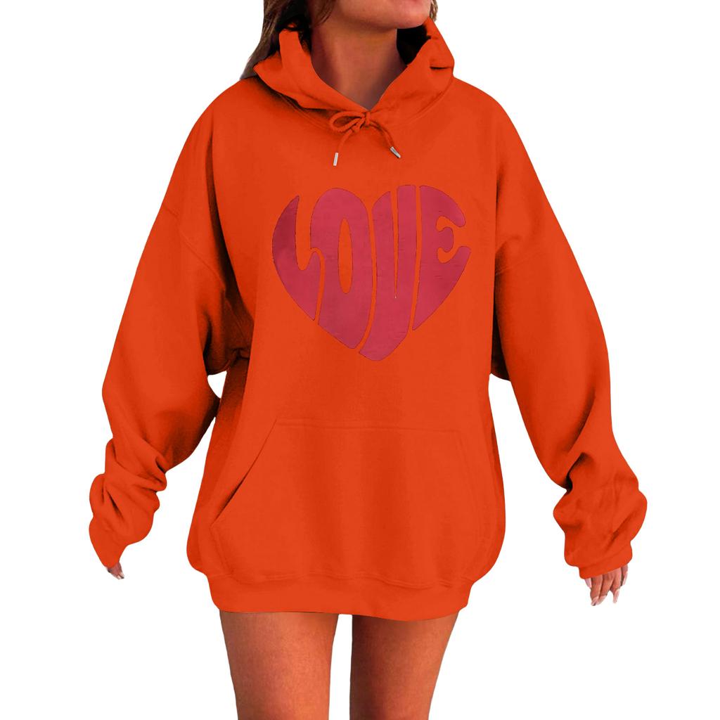 Women's Loose Comfortable Casual Fashionable Love Printed Long Sleeved Sweatshirt