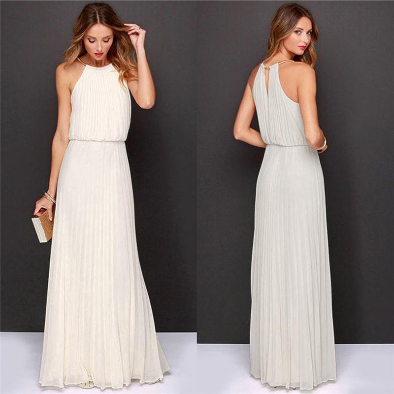 Long Halter Women Maxi Dress Evening Party Gown Wedding Bridesmaid Beach Holiday