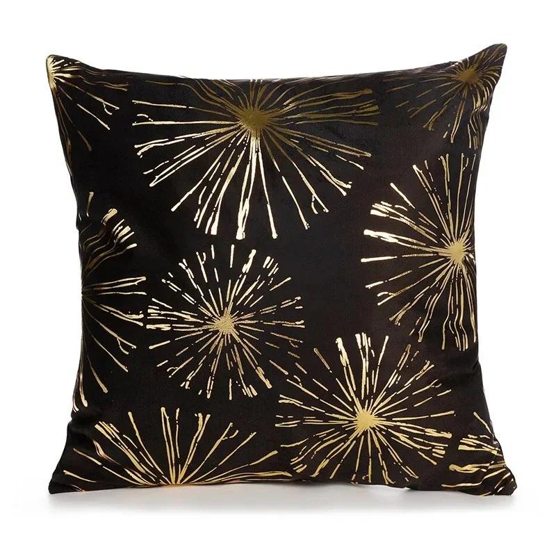 Modern Geometric Gold Bronzing Plants Leaves Cushion Cover Super Quality Polyester Pillow Cover Decorative Pillow for Sofa Chair