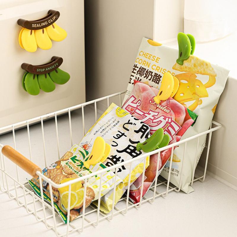 1Pc No Banana Green Magnetic Sealing Clip Food Plastic Bag Moisture-proof Fresh-keeping Clip Milk Powder Sealing Strip Banana Snack Sealing Clip