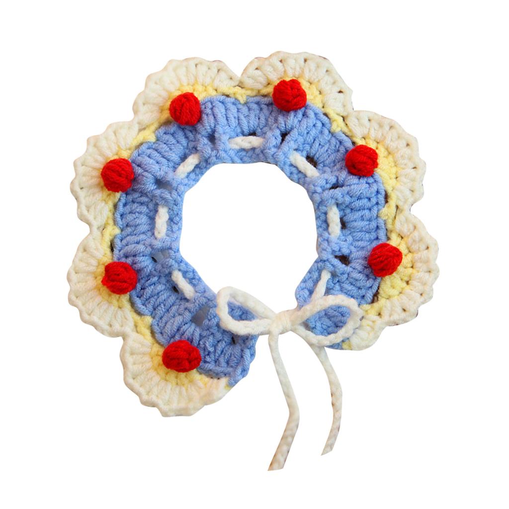 Woven Pet Collar Soft Lightweight Cute Hand Knitted Cat Bib for Small Dogs