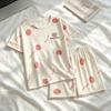 Sweet Girl's Pajamas Women's Summer Round Neck Short-sleeved Shorts Imitation Cotton Suit Casual Cute Women's Loungewear