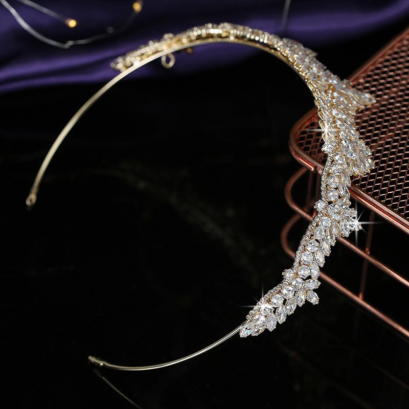 Drop Shipping Cubic Zircon Wedding Tiara Exquisite Bridal Hair Accessories Anniversary Crowns for Women BC5534 Corona Princesa