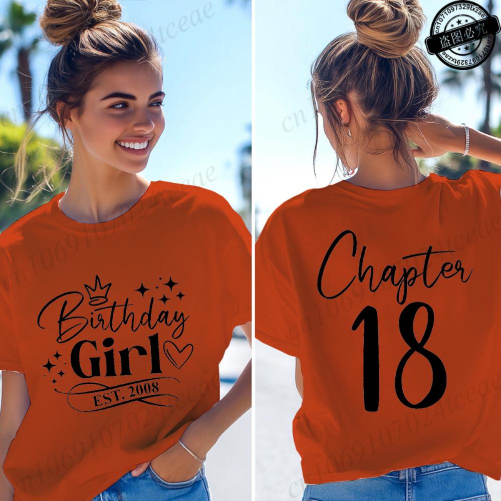 Geburtstagskind Est. 2008 Damen T-Shirts Lustige Geschenke für Mädchen T-Shirts Kapitel 18 18. Geburtstag Mädchen Grafik-Tops Damenbekleidung