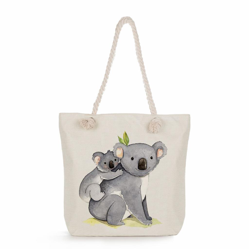 Koala print thick rope single-shoulder beach bag 7265