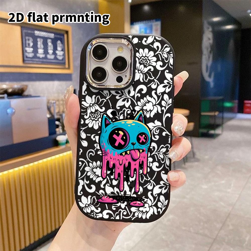 Phone Case: 2D Flat Design Suitable for iPhone 18 17 16 15 14 13 Pro Protective Case, Couple Style, Graffiti Cats, Christmas and Halloween Gifts