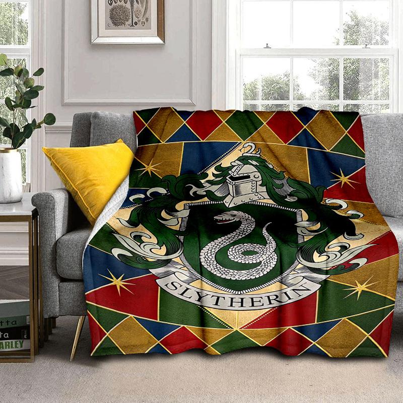 1pc Slytherin Crest Cartoon Blanket,Portable Throw for Travel & Camping, All Season Cozy Blanket,Ideal Gift