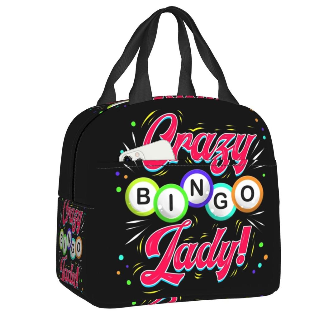 Bolsa de almuerzo térmica aislada personalizada para amantes del juego Bingo Queen, contenedor de almuerzo reutilizable para mujer, caja de alimentos multifunción para picnic al aire libre