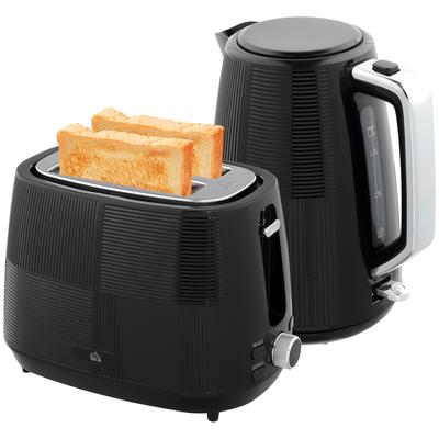 Kettle and Toaster Set, 1.7 L, Various Functions, Stainless Steel, Black