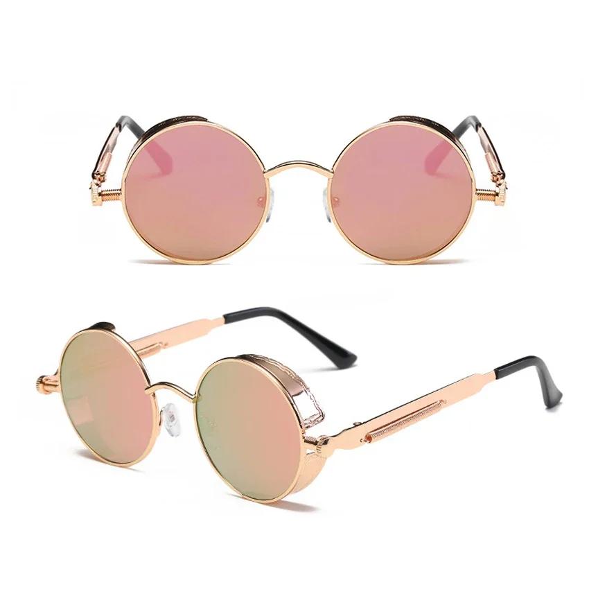 Men'S Gothic Sunglasses For Women Punk Round 80S Retro Steampunk Mirrored Sun Protection Glasses Fw2518