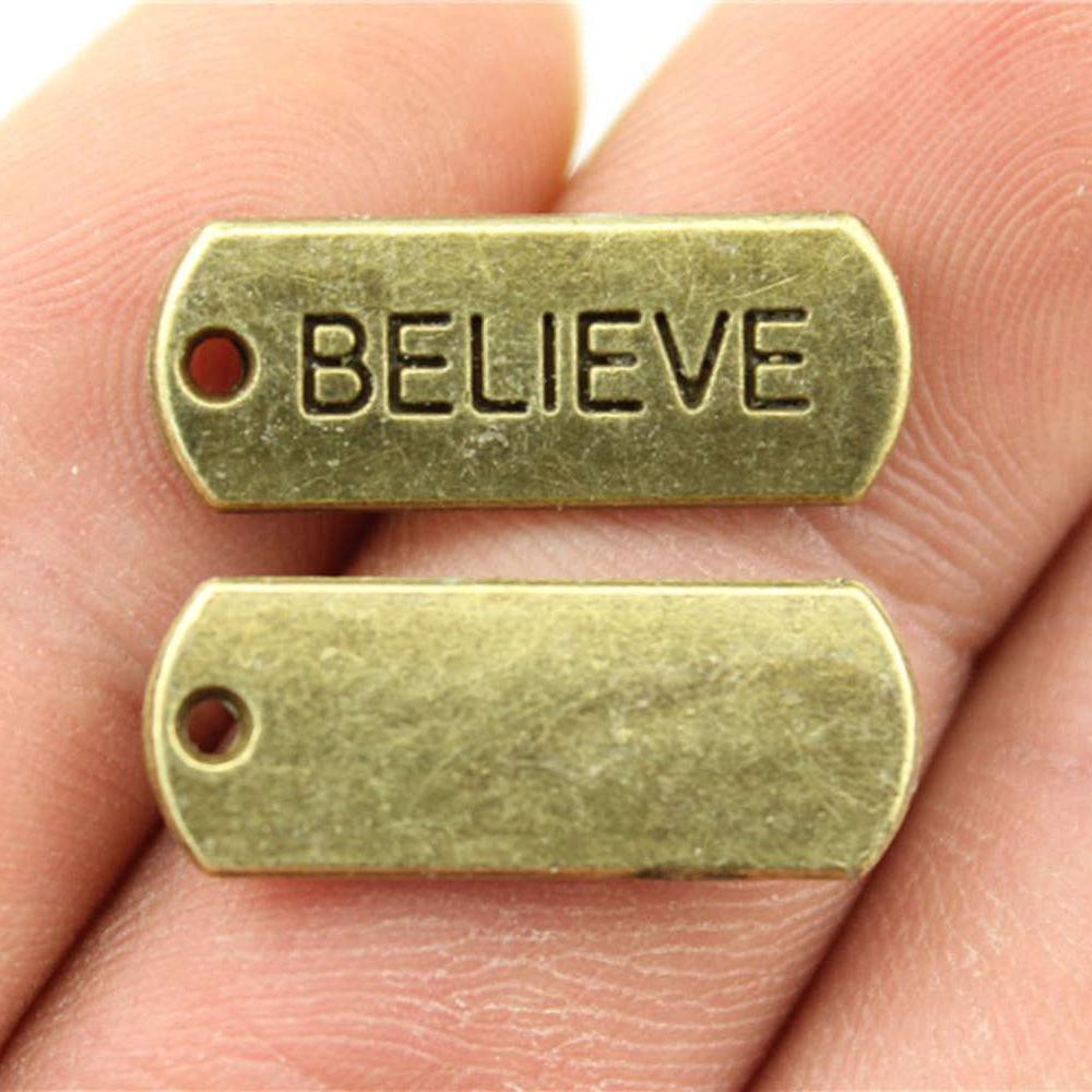 10pcs Antique Bronze Color Inspire Words LOVE HOPE FAITH BLESSED TRUST DREAM BRAVE FEARLESS Charms For Jewelry Making