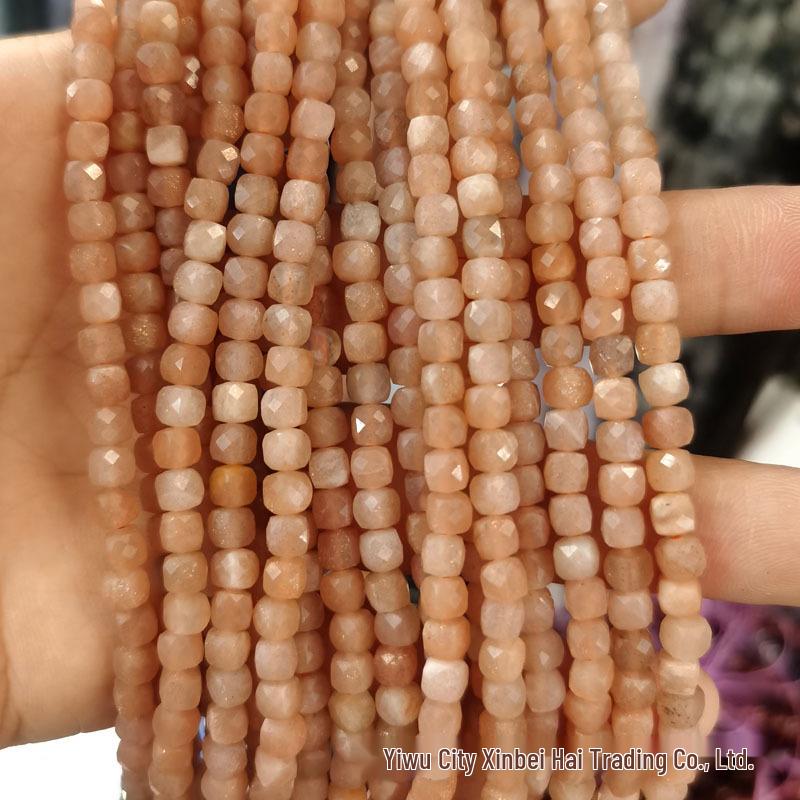4x4mm Natural Stone Faceted Square Beads: Amethyst, Tourmaline, Garnet Jewelry Accessories