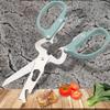 Forbici 10 in 1 con Lame Rimovibili in Acciaio Inossidabile Manico in Paglia Forbici da Cucina Multifunzionali Utensili Manuali Domestici