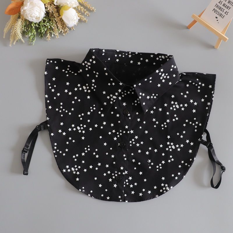 Fashion White Printed Collar Lapel Shirt Fake False Collar For Women Black Detachable Collars For Women Half Shirt Faux Col Tie