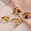 INS Style 18K Gold-Plated French Zirconia Earrings: Butterfly & Rabbit Design for Women - Lightweight, Colorfast, High-End Feel