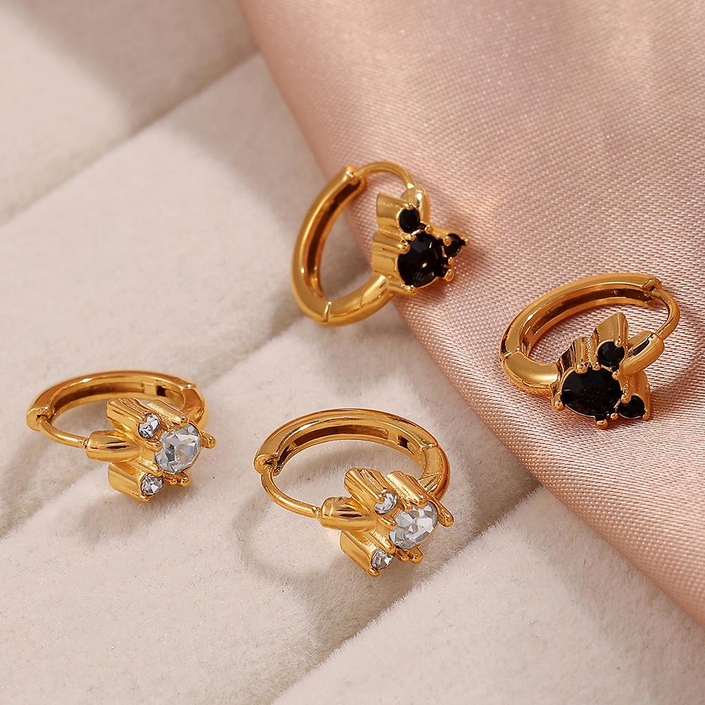 INS Style 18K Gold-Plated French Zirconia Earrings: Butterfly & Rabbit Design for Women - Lightweight, Colorfast, High-End Feel