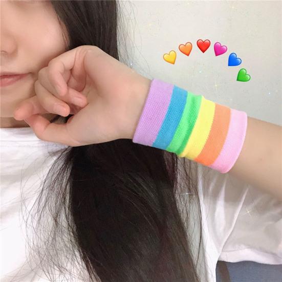 1 Pair Sports Wristband Sweat-absorbing Breathable Fabric Extra Soft Elastic Non-Fading Wrist Protection Polyester Children Wrist Support Sports