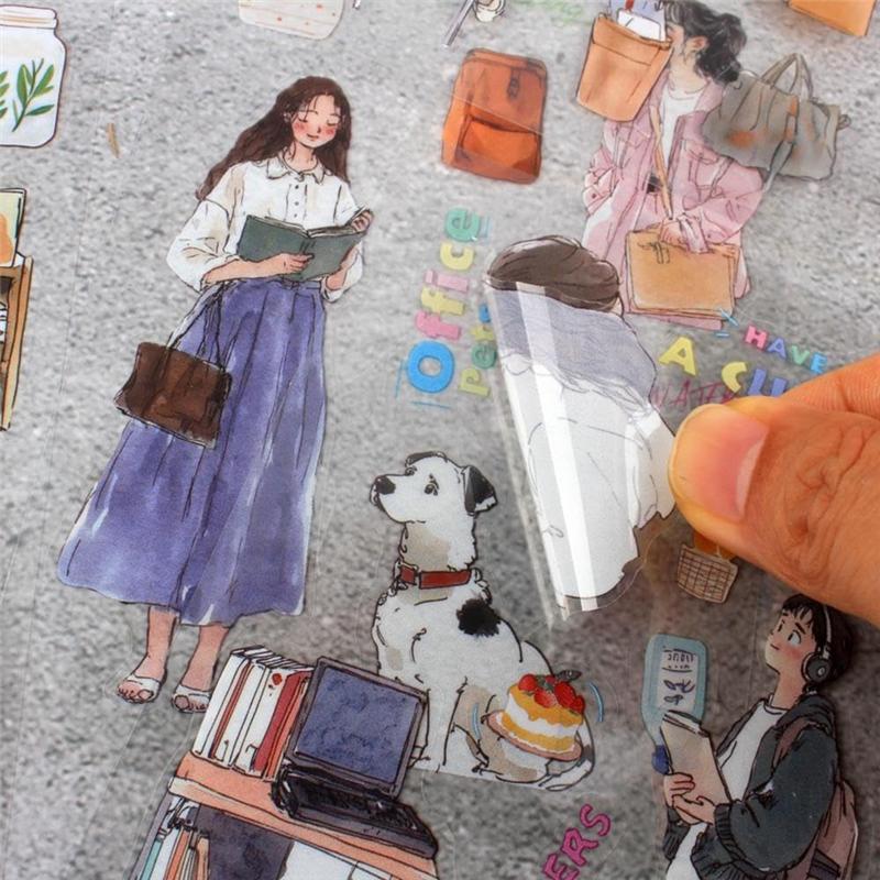 Women Journal Sticker Book PET People Stickers For Journaling Scrapbooking Junk Journal Supplies Office Quiet