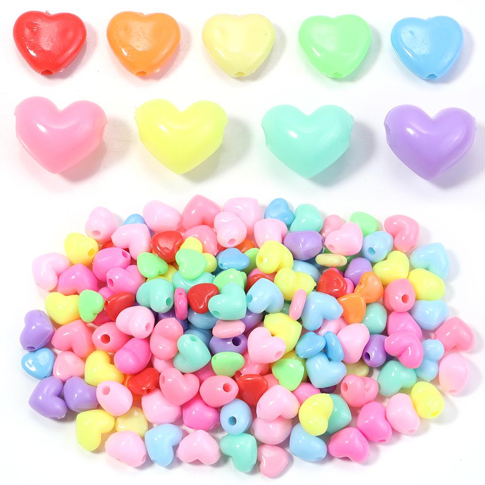 50pcs Candy Color Heart Acrylic Beads Loose Spacer Beads For Jewelry Making DIY Bracelet Necklace Phone Key Chain Accessories