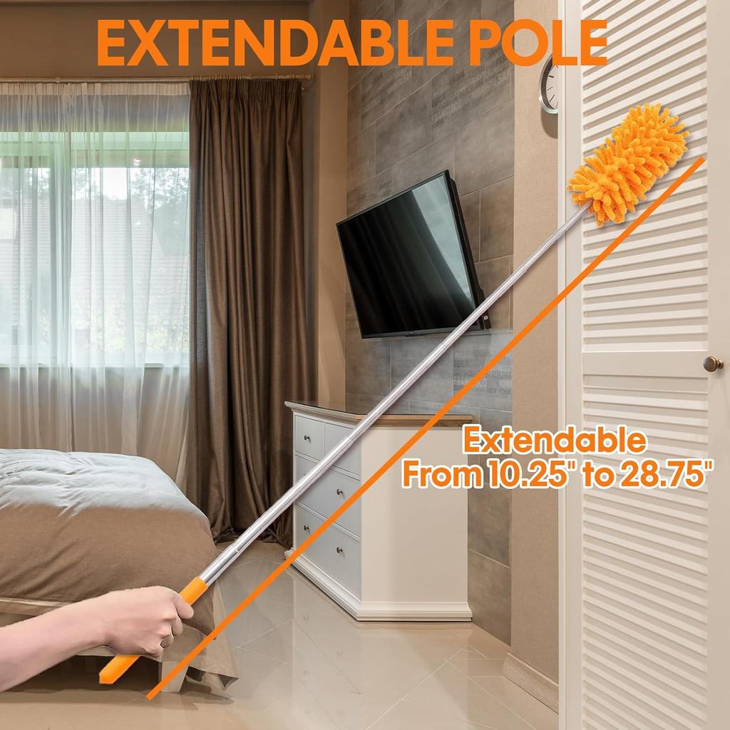 Dusters for Cleaning High Ceiling Fan, Newliton Microfiber Duster with Extension Pole 30-100" Long Handle for Ceiling Fans, Blinds, Cobweb, Home