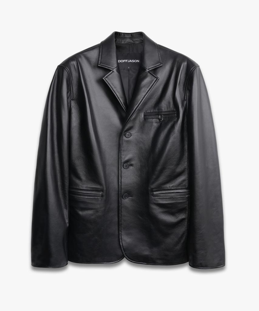 DOFFJASON Lambskin 3-Button Blazer Black