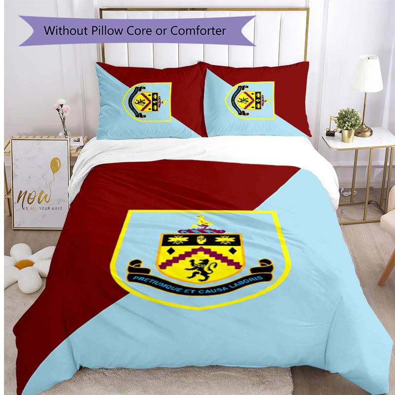 Set Lenzuola Stampato Burnley Football 3 Pezzi, Comodo Set Copripiumino per Camera da Letto Amico della Pelle
