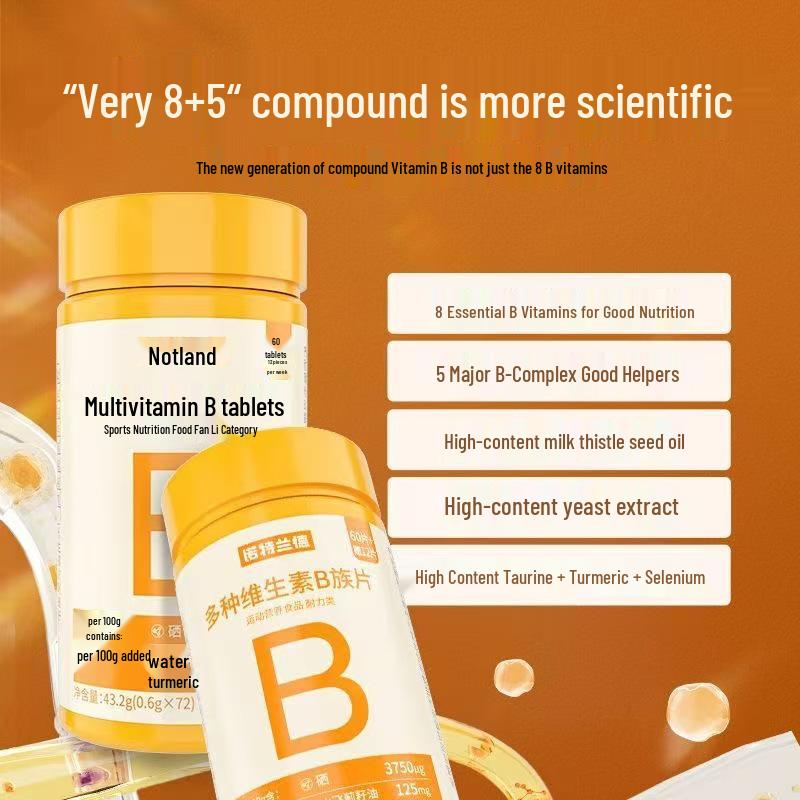 Norte/Land B Complex Multivitamin with Taurine - 72 Tablets for Children and Adults, Certified Genuine Product