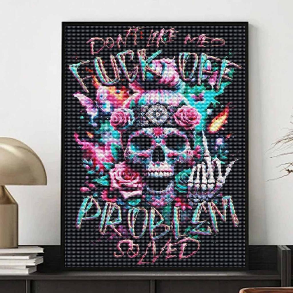 Skull Roses DIY Diamond Art Painting Kit with Shiny Resin Diamonds for Adults Relaxing Craft Wall Decor and Handmade Gift Idea Set Decor