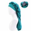 Custom Satin Long Reversible Braid Adjustable Silk Satin Sleeping Bonnet With Button