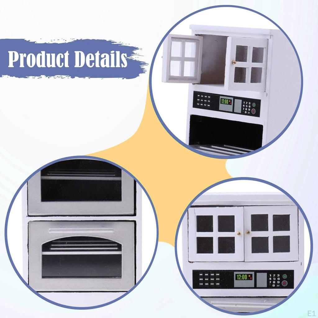 1/12 Küche Mikrowellenherd Schrank Spielzeug zum Nachspielen Öffnende Türen Mini Vorratskammer Aufbewahrung