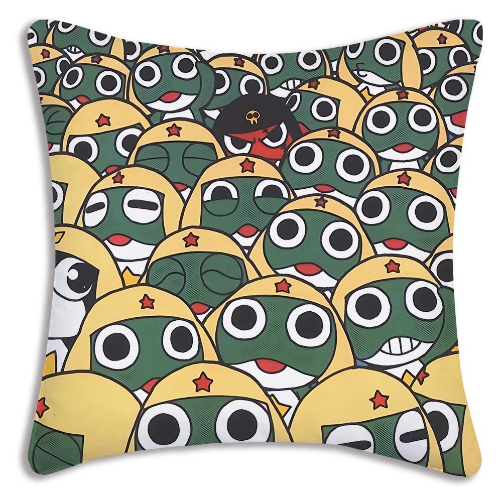 Hot Gunsous K-Keroro frog Pillow Covers Cartoon Sofa Decorative Home Double-sided Printing Short Plush Cute Cushion Cover